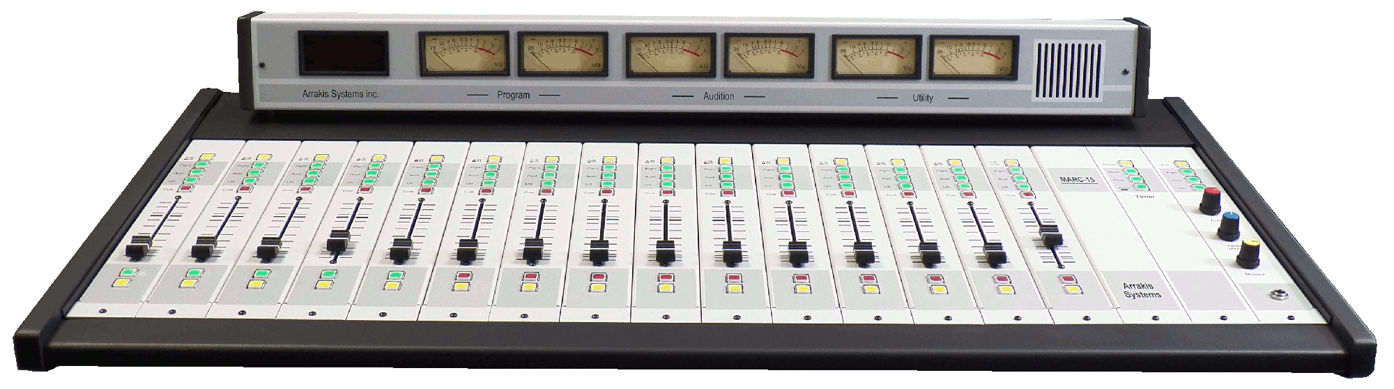 The MARC-15 is a powerful and flexible broadcast radio console. Effective for large studios and groups. 